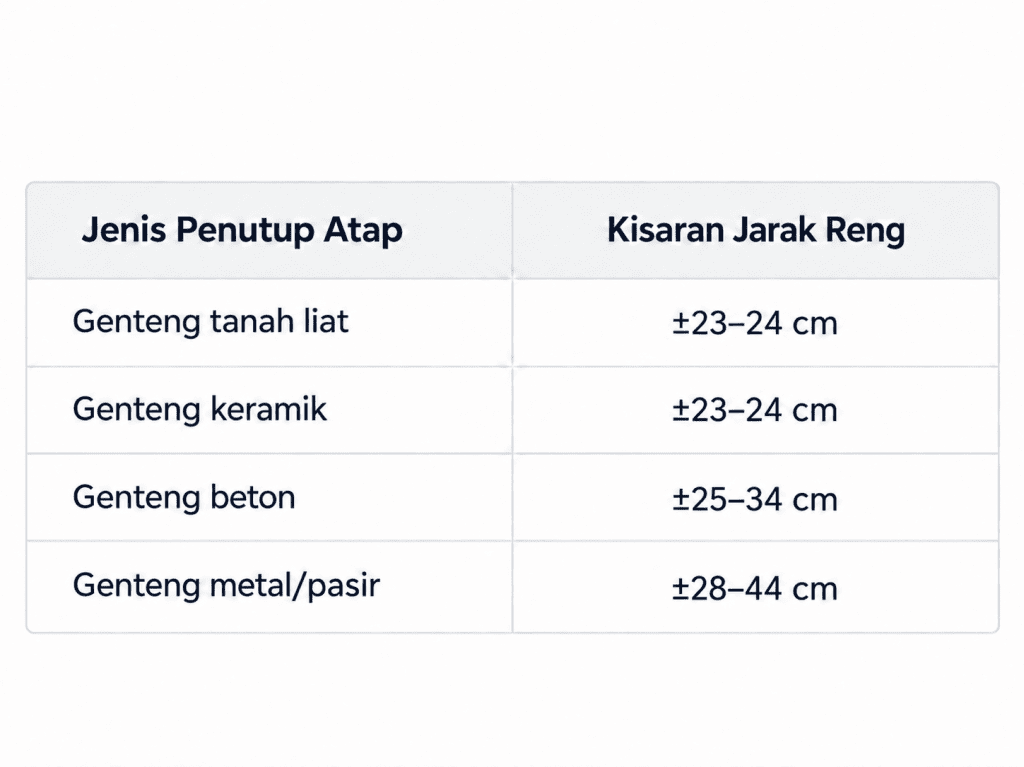 Tabel Estimasi Jarak Reng